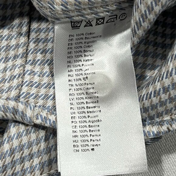 Eton‎ Men Contemporary Houndstooth Cotton Button Long Sleeve Shirt Size Medium - Picture 6 of 9